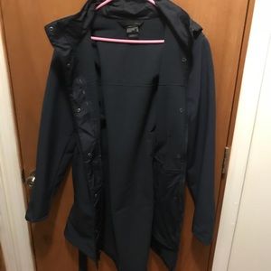 Navy north face rain coat